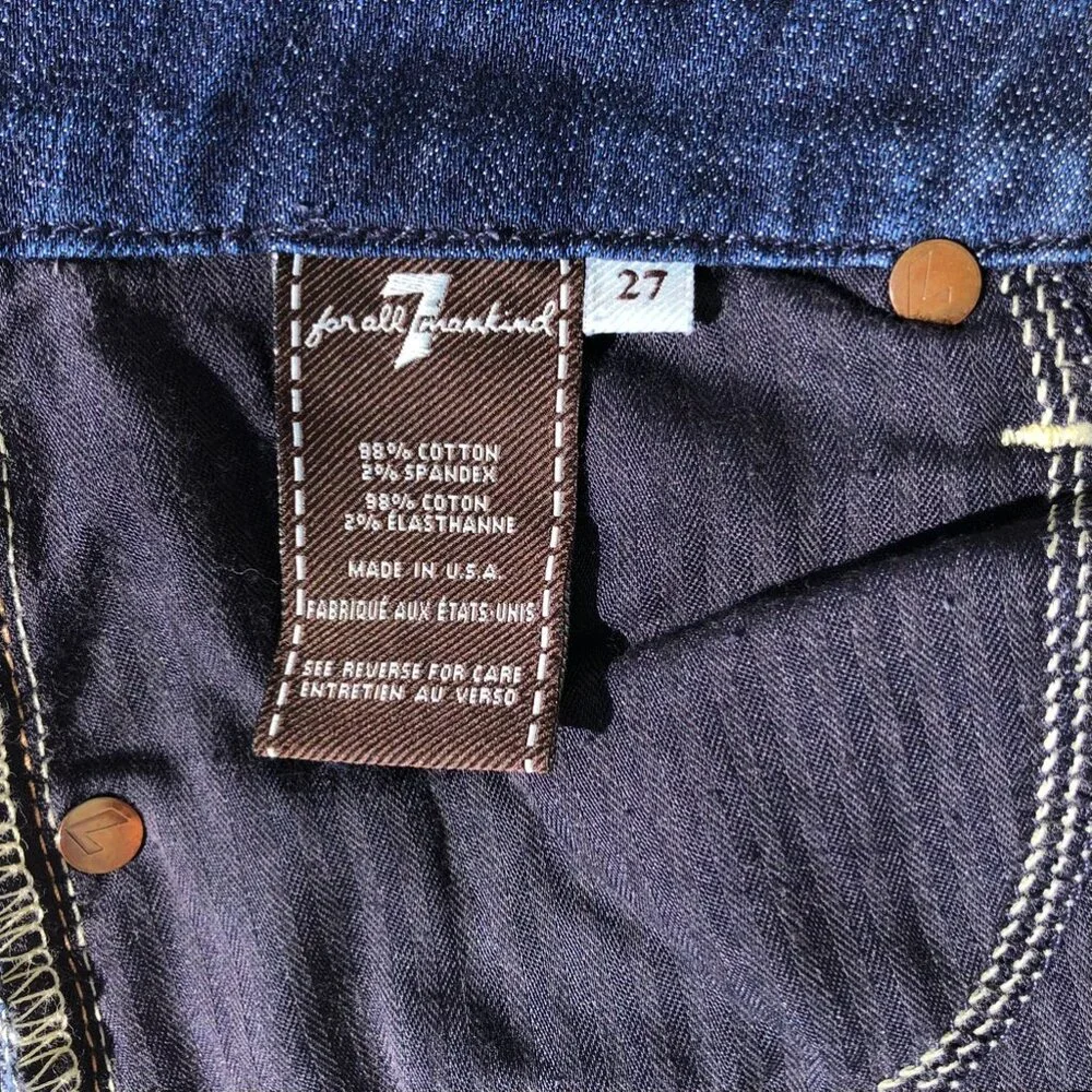 7 for All Mankind Jeans Women's Size 27 34 Blue Kimmie Straight Leg Dark Wash